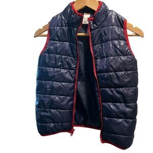 Gymboree Navy Blue Quilted Puffer Vest Red Trim Full Zip Size 5–6